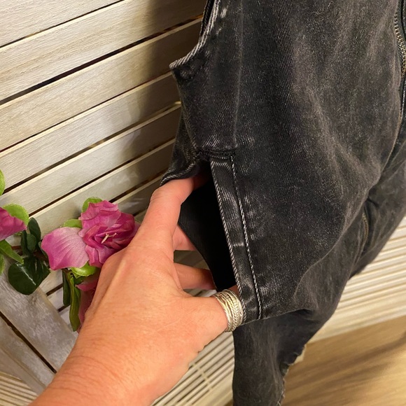 Black Denim Overall Mini-Skirt Dress - Picture 5 of 7